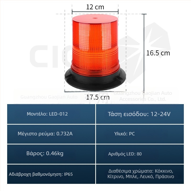 LED-012 Στροβ προειδοποιητικό φως οροφής για ανυψωτικά οχήματα και μηχανήματα, 12-24V, 40W, 1760 lm, 50.000 h
