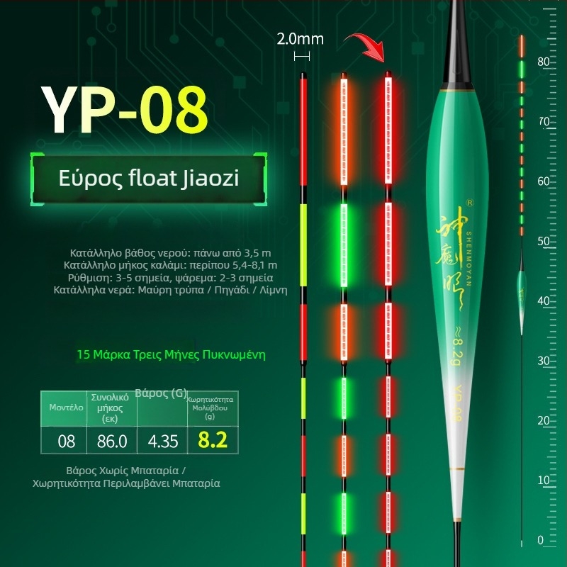 Αλιευτικός φλοτ με φωτεινό σώμα, διπλής χρήσης σχεδίαση, αντί-ανέμου και αντί-κυμάτων, παχιά ουρά • Υλικό: συνθετικό υλικό • Μάρκα: Default Item