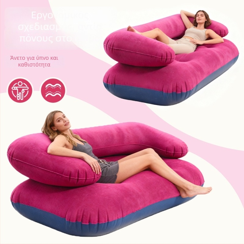 Εξωτερικός φουσκωτός καναπές PVC σε σχήμα U με βραχίονες, PVC+φλοκίνγκ, παχύς, για ενήλικες