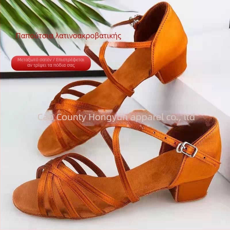 Παιδικά παπούτσια Latin χορού για κορίτσια – ελαφριά, με μαλακή σόλα από καουτσούκ και επίπεδη φτέρνα