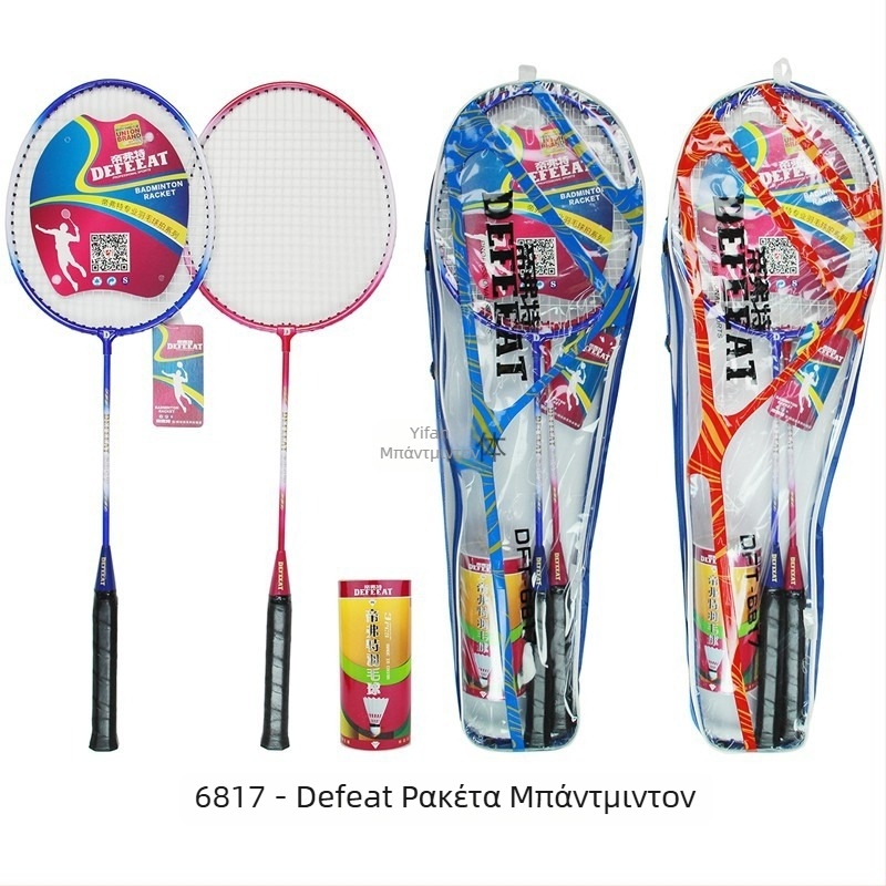 Σετ badminton Deft 6817 (2 ρακέτες + μπάλα) για οικιακή εκπαίδευση, βάρος 80–84 g, πάχος λαβής G3, σκληρότητα ράβδου Μέτρια