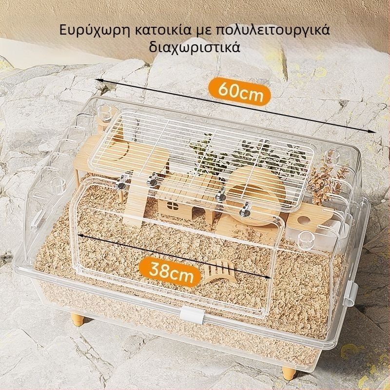 Κλουβί για χάμστερ, πλήρως διαφανές, ημι-ακρυλικό σχέδιο, πλαστικό υλικό
