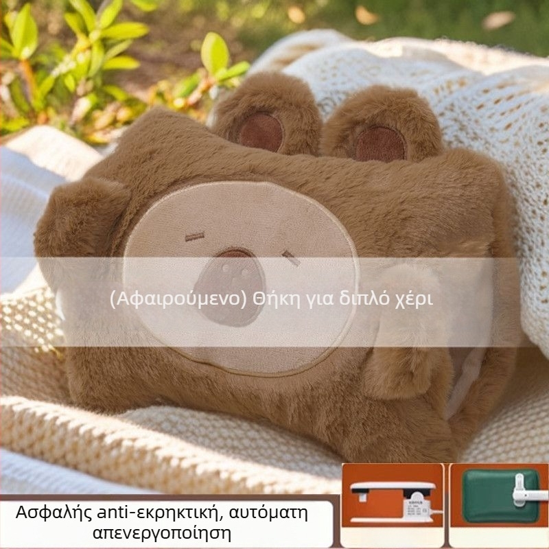 Επαναφορτιζόμενο μπουκάλι ζεστού νερού, ανθεκτικό στις εκρήξεις, με βελούδινο εξωτερικό για θέρμανση χεριών και κοιλιάς, φλανελ ύφασμα