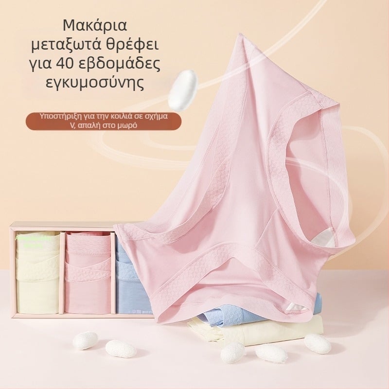 Γυναικείο εσώρουχο εγκυμοσύνης με χαμηλή ζώνη, στήριξη κοιλιάς, διαπνοή βισκόζη (80–90%), αντιβακτηριακή περιοχή στα οικεία