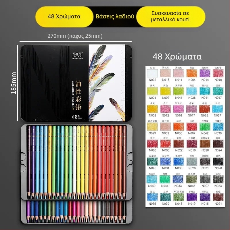 Σετ μολυβιών λαδιού Neoni, μεταλλικό περίβλημα, HB πυρήνας, βασική συσκευασία, για ζωγραφική και σχέδιο