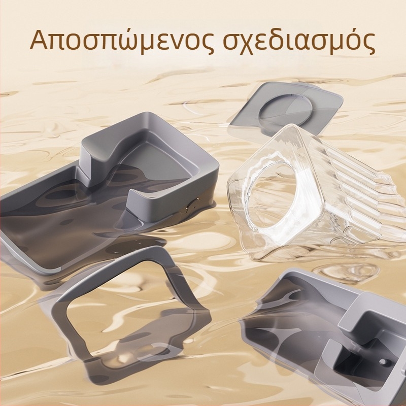 Τροφοδότης και ποτιστής για γάτες με διαφανείς κάθετους ρίγες, αποσπώμενο με μεγάλη χωρητικότητα, PP υλικό