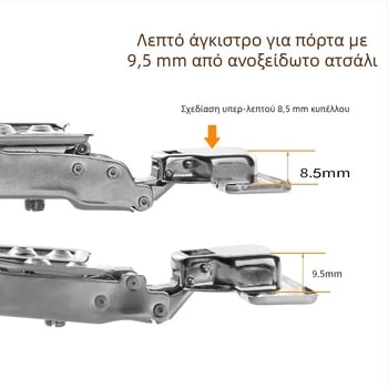 Μεταλλικός μεντεσές ντουλάπας από ανοξείδωτο ατσάλι - Μοντέλο CG9.5, Υλικό: Ανοξείδωτος χάλυβας, Τελειώματα επιφάνειας: Γυαλισμένο, Πάχος: 1 mm