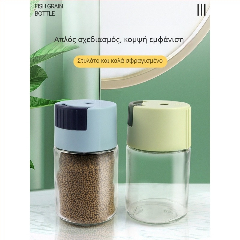 Χειροκίνητο μπουκάλι ταϊσματος ψαριών για ενυδρείο, ανθεκτικό στην υγρασία, ποσοτικός διανομέας και αποθήκευση τροφής