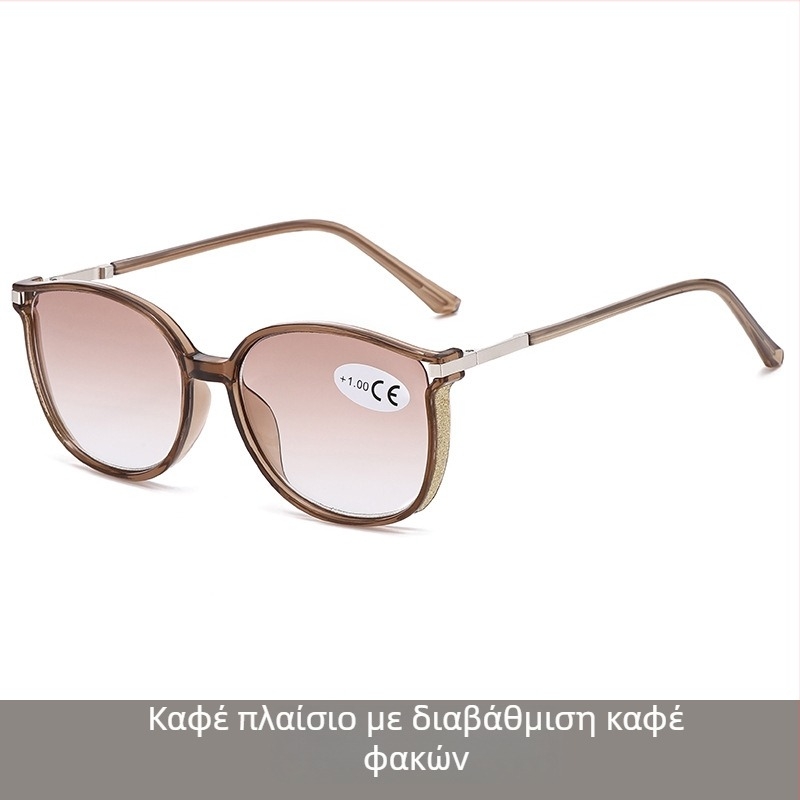 Προοδευτικά γυαλιά ανάγνωσης με μεγάλη στρογγυλή κάσα από PC και φακούς UV προστασίας.