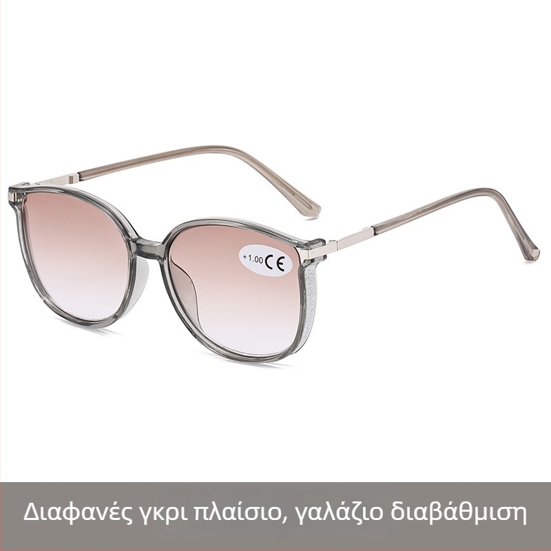 Προοδευτικά γυαλιά ανάγνωσης με μεγάλη στρογγυλή κάσα από PC και φακούς UV προστασίας.