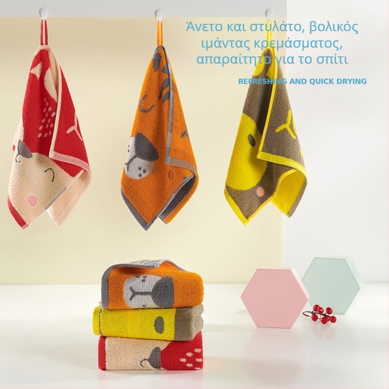 Παιδική κεντημένη μικρή πετσέτα προσώπου από 100% βαμβάκι, jacquard ύφανση, καρτούν σχέδιο, βάρος 50–80 g, Κατηγορία Α