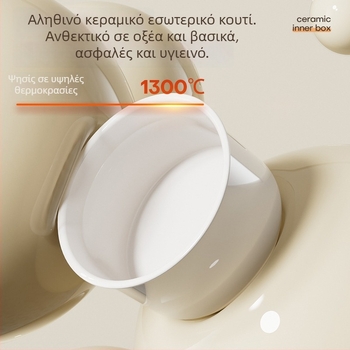Θερμαινόμενη θήκη γευμάτων με κεραμικό εσωτερικό, συμβατή με φούρνο μικροκυμάτων, στρογγυλό σχήμα, τετραώροχη κατασκευή, χωρητικότητα 501–800 ml