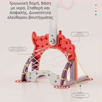 Εσωτερική ρυθμιζόμενη μπασκέτα για παιδιά – πέντε σε ένα σετ, κατασκευή από πλαστικό, ηλικίες 4–6 ετών