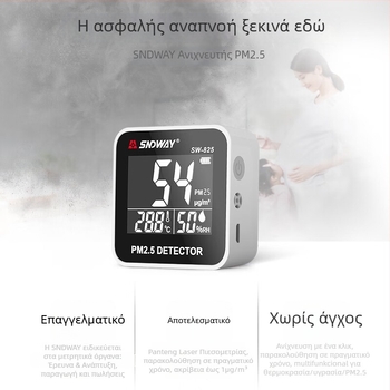 Deep Dawei SW-825 Ανιχνευτής ποιότητας αέρα: PM2.5 μέτρηση, σκόνη και ομίχλη, θερμοκρασία και υγρασία