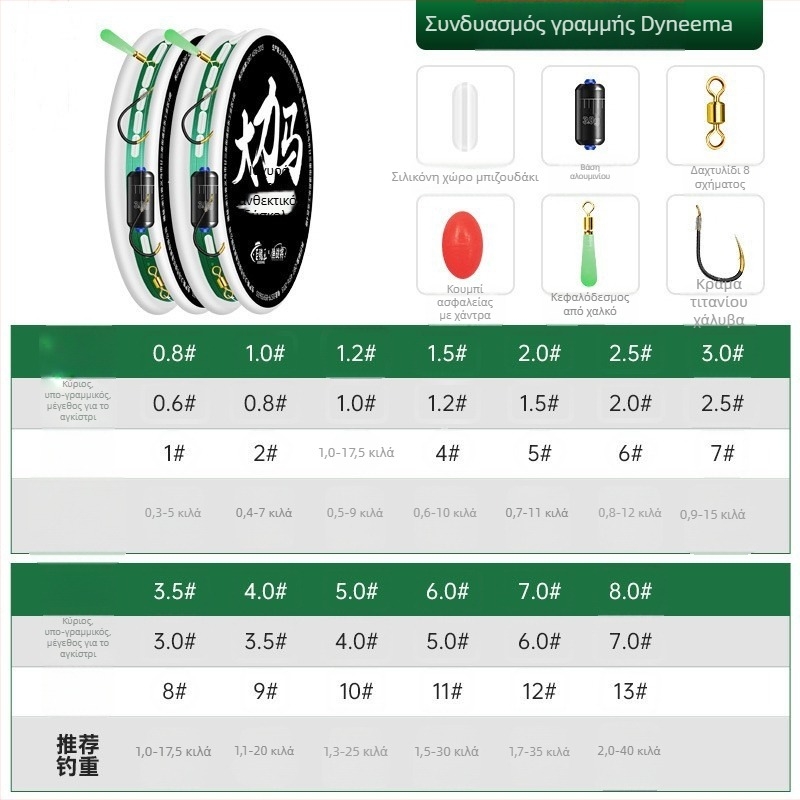 Σετ ριγ για γραμμή αλιείας με διπλά αγκίστρια – κύρια γραμμή, ισχυρή έλξη