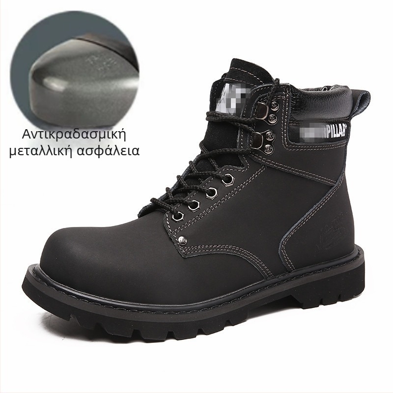 Χειμερινά μποτάκια με μεταλλική μύτη, unisex, διπλό δέρμα στην επάνω επιφάνεια, σόλα γουμ καουτσούκ, κλινοειδής τακούνι 3–5 cm