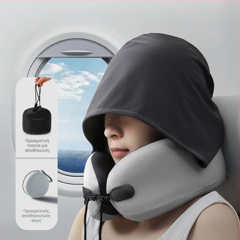 Wabin Pipe Μαξιλάρι ταξιδιού για τον αυχένα – U-σχήματος μνήμης αφρού, πολυεστερική επικάλυψη, για ενήλικες