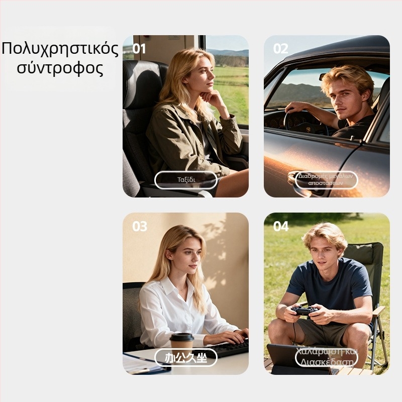 Cyan μαξιλάρι ταξιδιού σε σχήμα U φουσκωτό με PVC ύφασμα, πλήρωση αέρα, στυλ καρτούν, κατάλληλο για αυτοκίνητο, ταξίδια, κάμπινγκ και αεροπλάνο