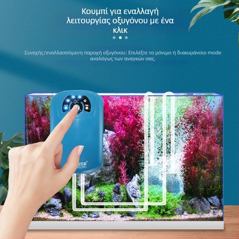 Φορητή αντλία οξυγόνου με μπαταρία λιθίου, αθόρυβη, τροφοδοσία AC/DC, για εξωτερικό ψάρεμα