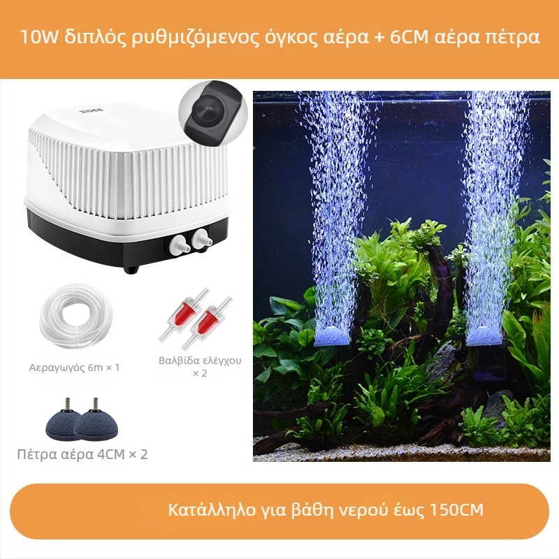 Διαφραγματική αντλία οξυγόνου για ενυδρείο με υψηλή ροή αέρα, ήσυχη λειτουργία (≤35 dB), ρυθμιζόμενη ροή, AC τροφοδοσία, βάρος 1,5 kg, OEM/ODM συμβατό, άδεια ιδιωτικής ετικέτας