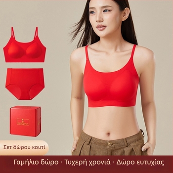 Σετ εσωρούχων χωρίς ραφές για νύφη, σουτιέν με πλήρεις cups, μεσαίου τύπου μορφοποίησης, νάιλον ύφασμα, πίσω σχέδιο σε ύφος γιλέκου