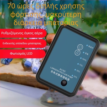 Επαναφορτιζόμενη διπλής χρήσης αντλία οξυγόνου με LED φωτισμό για το ψάρεμα, μικρή USB αντλία οξυγόνου με ρυθμίσεις πολλαπλών ταχυτήτων