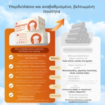 Σακούλες αποβλήτων κατοικίδιων με κορδόνι για γάτες και σκύλους, PE υλικό, παχυνμένες, σχεδίαση με επίπεδη είσοδο