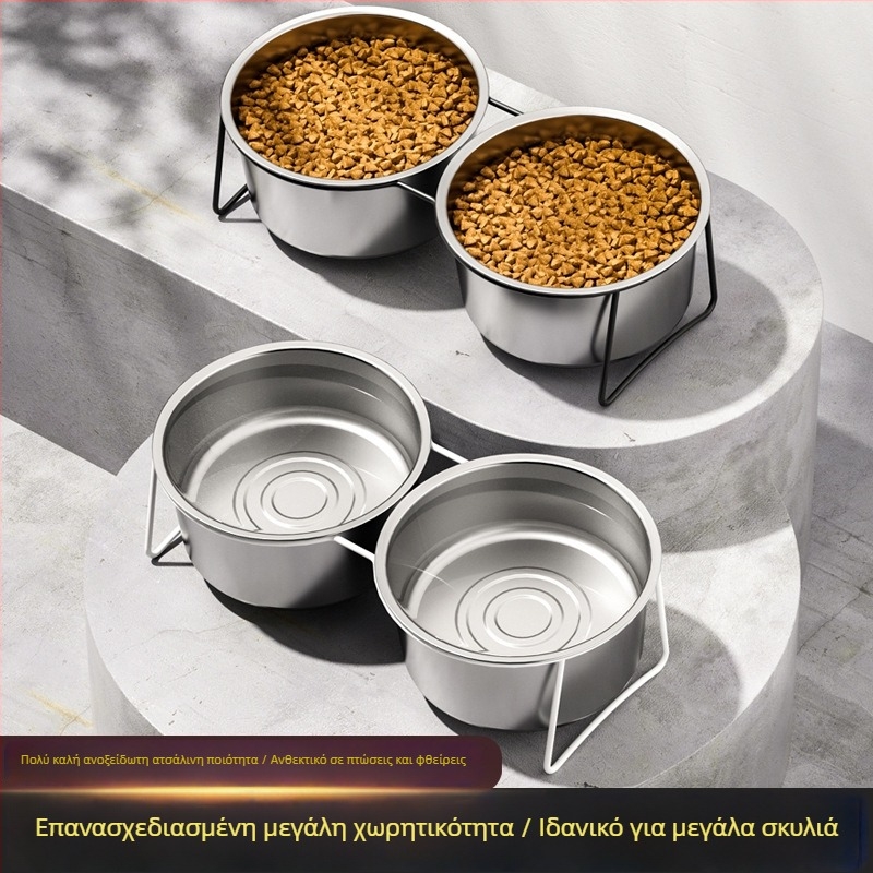 Μπολ σκύλου από ανοξείδωτο χάλυβα με αντι-ανατροπή, λειτουργία αργού φαγητού, σχεδίαση 2-σε-1