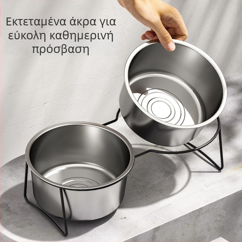 Μπολ σκύλου από ανοξείδωτο χάλυβα με αντι-ανατροπή, λειτουργία αργού φαγητού, σχεδίαση 2-σε-1