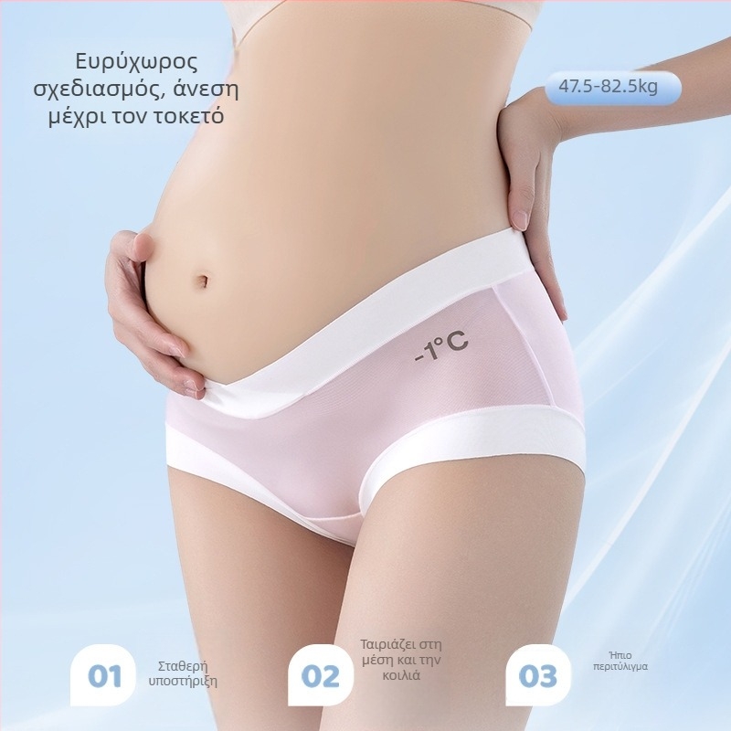 10A αντιβακτηριδιακό ύφασμα ice silk, χωρίς ραφές, διαπνέον, με επιμηκυμένο καβάλο από βαμβάκι, χαμηλή μέση για στήριξη κοιλιάς, κατάλληλο για εγκυμοσύνη σε όλες τις φάσεις και μετά τον τοκετό
