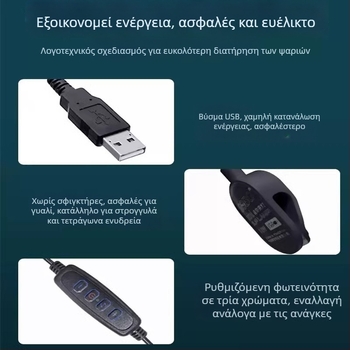 Φωτιστικό LED με κλιπ για ενυδρείο, ABS σώμα, τροφοδοσία USB, ρυθμιζόμενη φωτεινότητα, συμπληρωματικό φως για ψάρια και υδρόβια φυτά