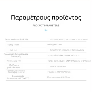 WiFi κατευθυνόμενη επίπεδη κεραία πάνελ, 2.4/5.8 GHz, 18 dBi, γέφυρα AP βάσης