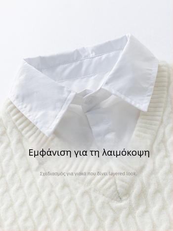 Ανδρικός πλεκτός πουλόβερ με γιακά πουκάμισου – ψεύτικος διπλός σχεδιασμός, χαλαρή εφαρμογή, μακριά μανίκια, 95% βαμβάκι, αναπνεύσιμο, Χειμώνας 2025