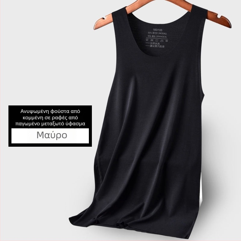 Ανδρικό τοπ χωρίς μανίκια με φαρδιές ώμους, Modal, 90–95% περιεκτικότητα σε Modal, Παχύ ύφασμα 251–300 g/m², στρογγυλός λαιμός, Καλοκαίρι