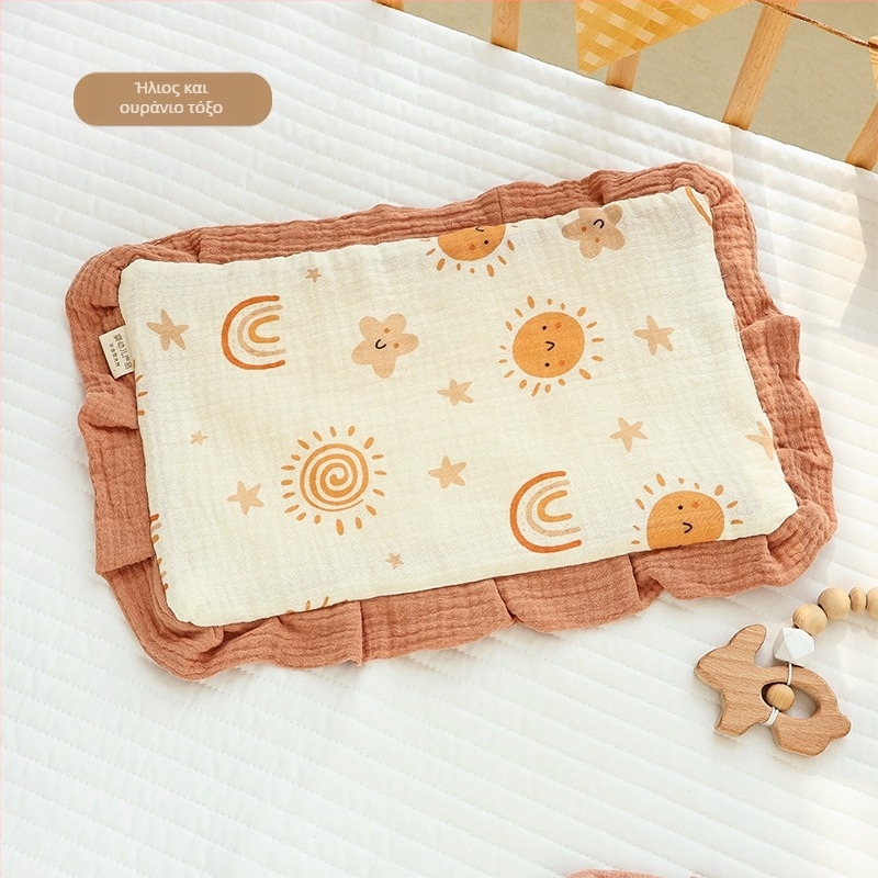 Μαξιλάρι σύννεφο για νεογέννητα, 100% βαμβάκι, επίπεδο μαξιλάρι με ρέλι-άκρη, ασφάλεια Κατηγορίας A, στυλ καρτούν.