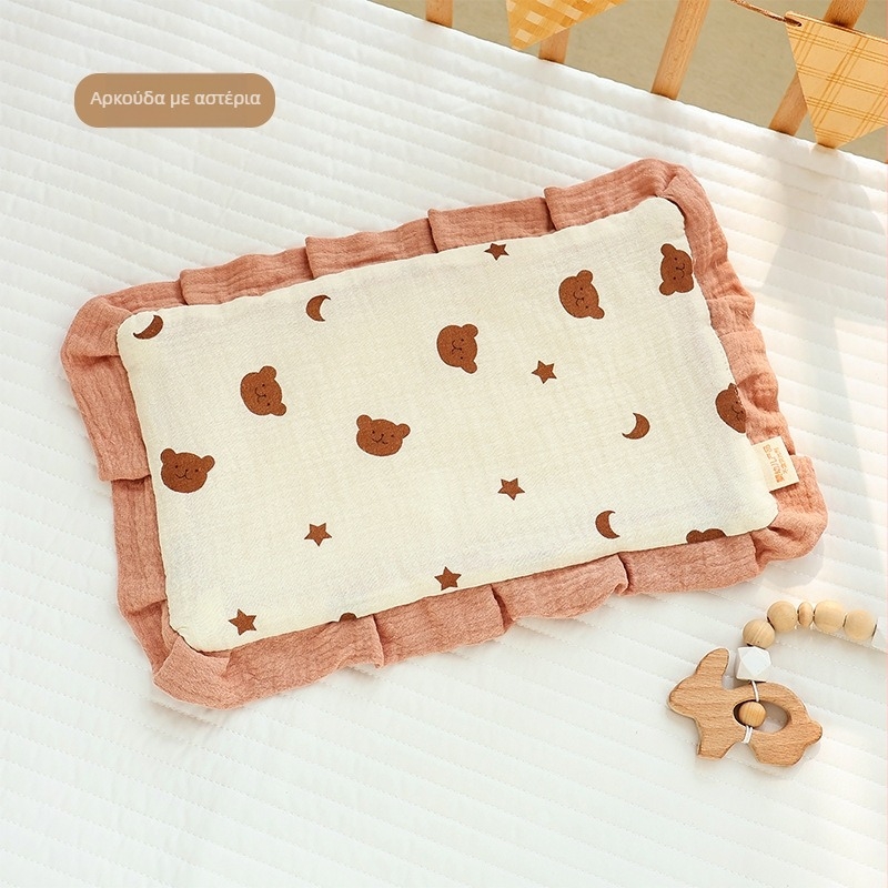 Μαξιλάρι σύννεφο για νεογέννητα, 100% βαμβάκι, επίπεδο μαξιλάρι με ρέλι-άκρη, ασφάλεια Κατηγορίας A, στυλ καρτούν.