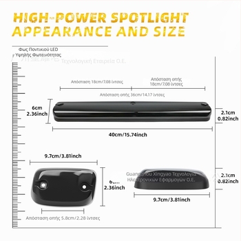 LED φώτα οροφής για pickup, σετ 3 τεμάχια, 12V, 2500LM, ABS+LED, 20W