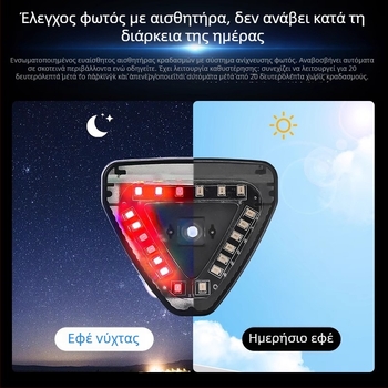 Τριγωνικό ηλιακό φως στροβ για μοτοσικλέτες, ABS σώμα, 12V, 5W, 0,5A