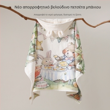 Μωρό κουκούλα πετσέτα μπάνιου – Βαμβάκι, απορροφητικό βελούδο, καρτούν σχέδιο, βάρος 500 g+, μάρκα Yipin
