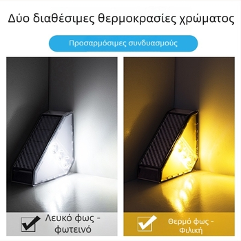 DS-W03 Φωτιστικό ηλιακό κήπου για εξωτερικά σκαλοπάτια – LED, IP65, 0.5W, 1.2V, 6–12 ώρες