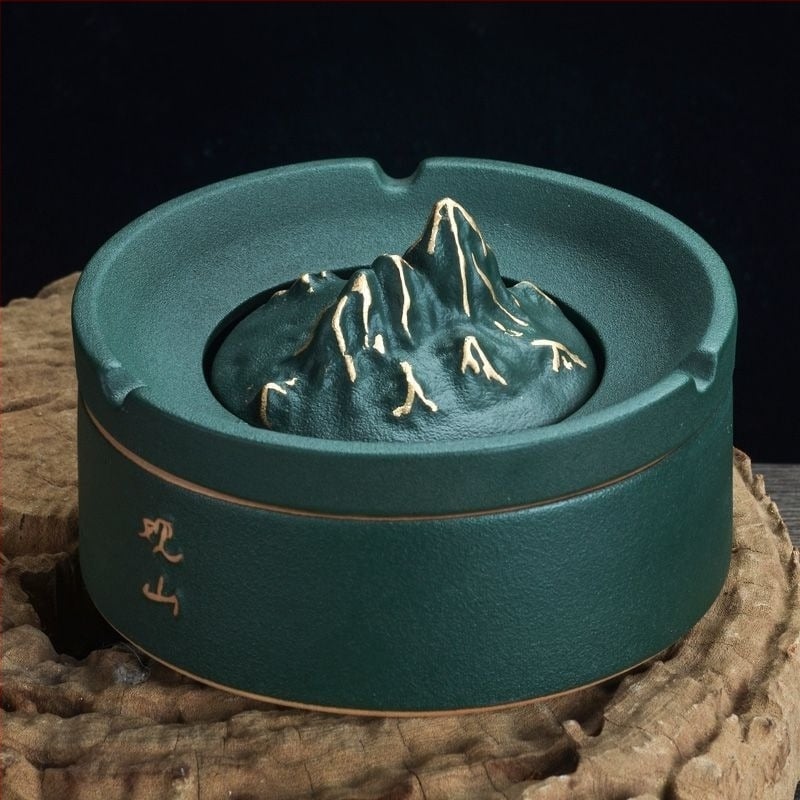 Κεραμικό τασάκι με καπάκι, χαραγμένο σχέδιο, κατάλληλο για οικία ή γραφείο, αποτρέπει τη μεταφορά σκόνης καπνού