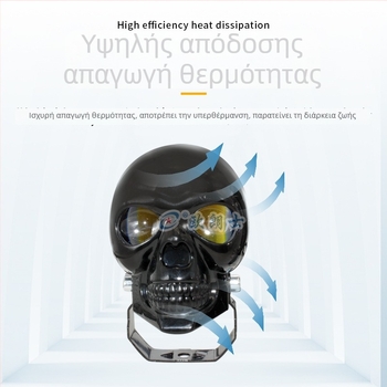 LED προβολέας μοτοσικλέτας με πολύχρωμο κρανίο, μακριού και κοντινού φωτός με φλας, εξωτερικός LED προβολέας, κύριο φανάρι για ηλεκτρικά οχήματα