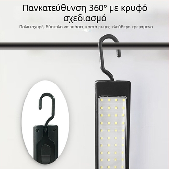 Μαγνητικό LED φως εργασίας για επισκευές αυτοκινήτων, δέσμη 360°, 5V, 10W, σώμα από κράμα αλουμινίου