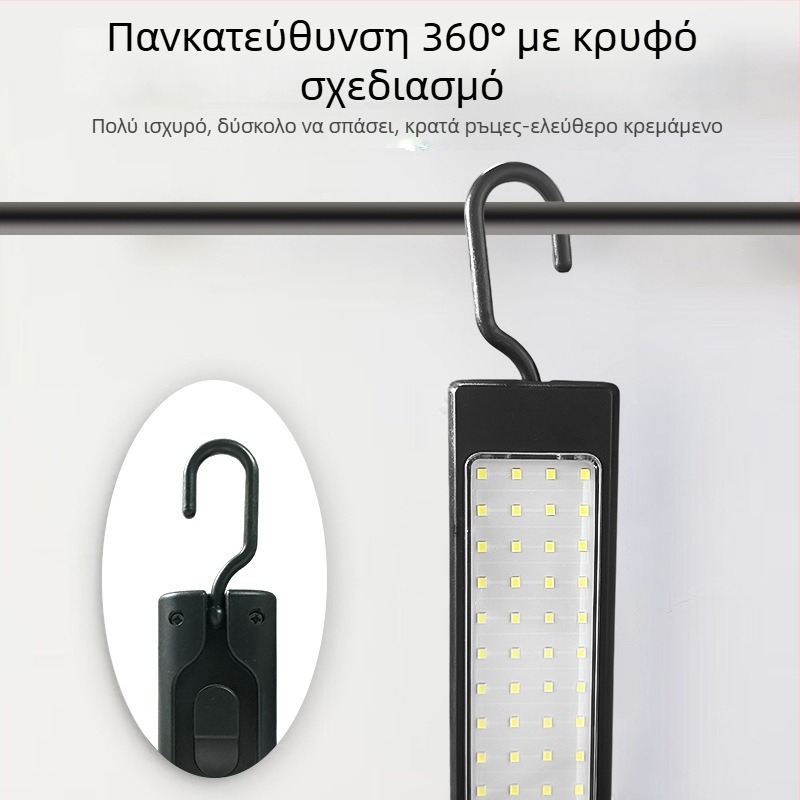 Μαγνητικό LED φως εργασίας για επισκευές αυτοκινήτων, δέσμη 360°, 5V, 10W, σώμα από κράμα αλουμινίου