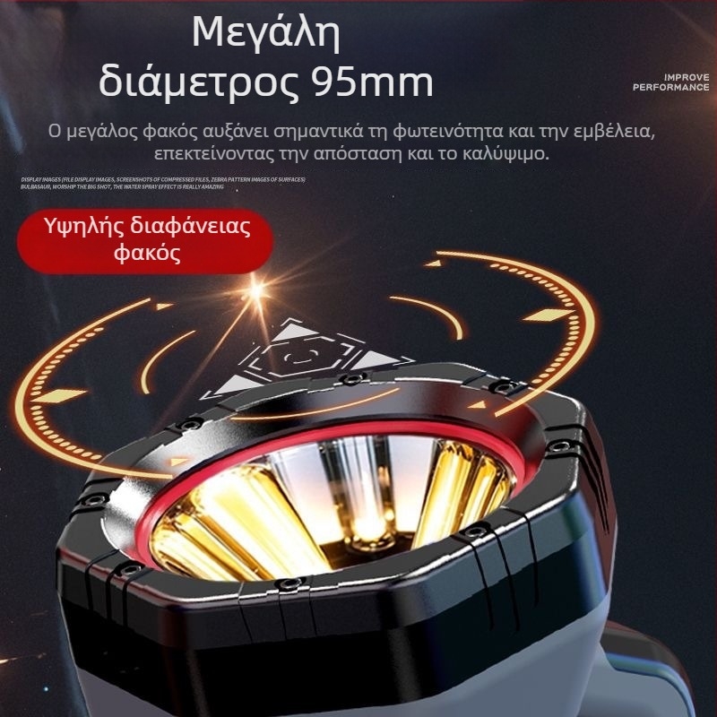 Φορτιζόμενος LED φακός - σώμα ABS, μπαταρία 4200mAh, ισχύς 5W, εμβέλεια 500 m+, για κατασκήνωση και περιπολία