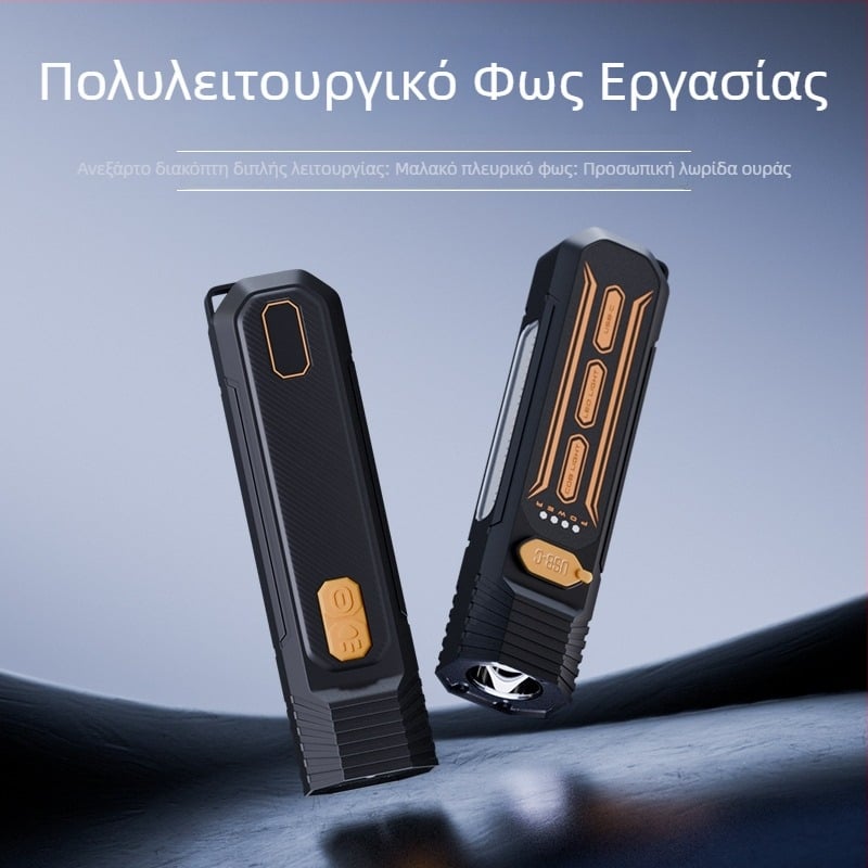 Φως εργασίας LED για αυτοκίνητο με COB LED, επαναφορτιζόμενο, εξωτερικός φακός έκτακτης ανάγκης, 5W, 800 mAh, εμβέλεια 50–100 m