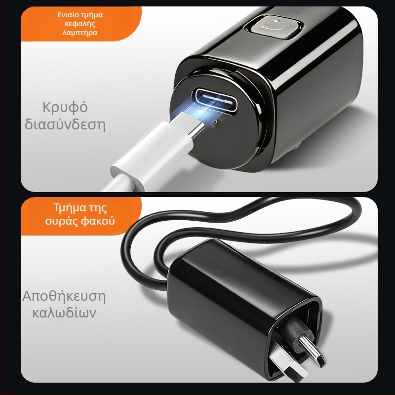 Φορτιζόμενος LED μικρός φακός με λειτουργία Power Bank — υπαίθριο κάμπινγκ, φως σκηνής, εμβέλεια 200-500 m