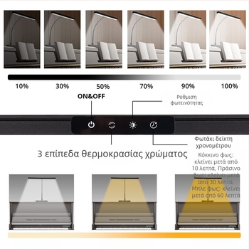 Λαμπτήρας γραφείου για εξάσκηση πιάνου με τροφοδοσία USB, έλεγχο αφής, μεταλλική σκιά, CRI 80-89, βασικός φωτισμός