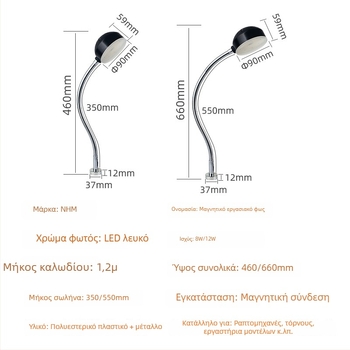 LED φως εργασίας μηχανής με ισχυρή μαγνητική βάση για ραπτικές μηχανές – βιομηχανική καθολική επιτραπέζια λάμπα μηχανής, 220V/24V (Brand: Nine; LED; Μαγνητική βάση; Τάση: 220V/24V; Για ραπτικές μηχανές)