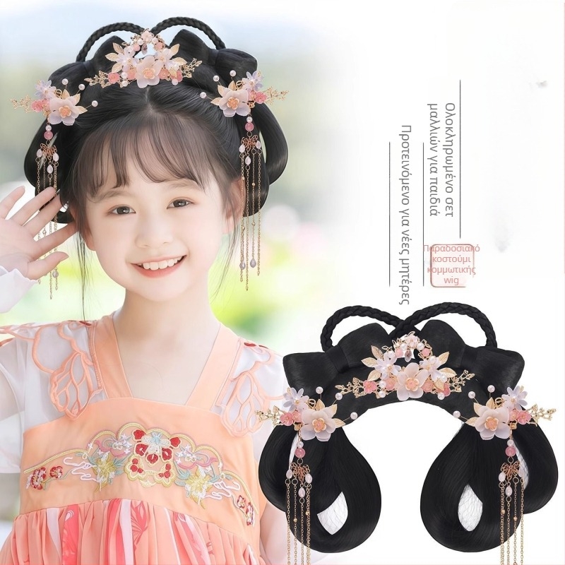 Παιδική περούκα και αξεσουάρ κεφαλής σε στυλ Χαν – κοντά μαλλιά από ντόπιο μετάξι, μοντέλο Λιάν Γουέ